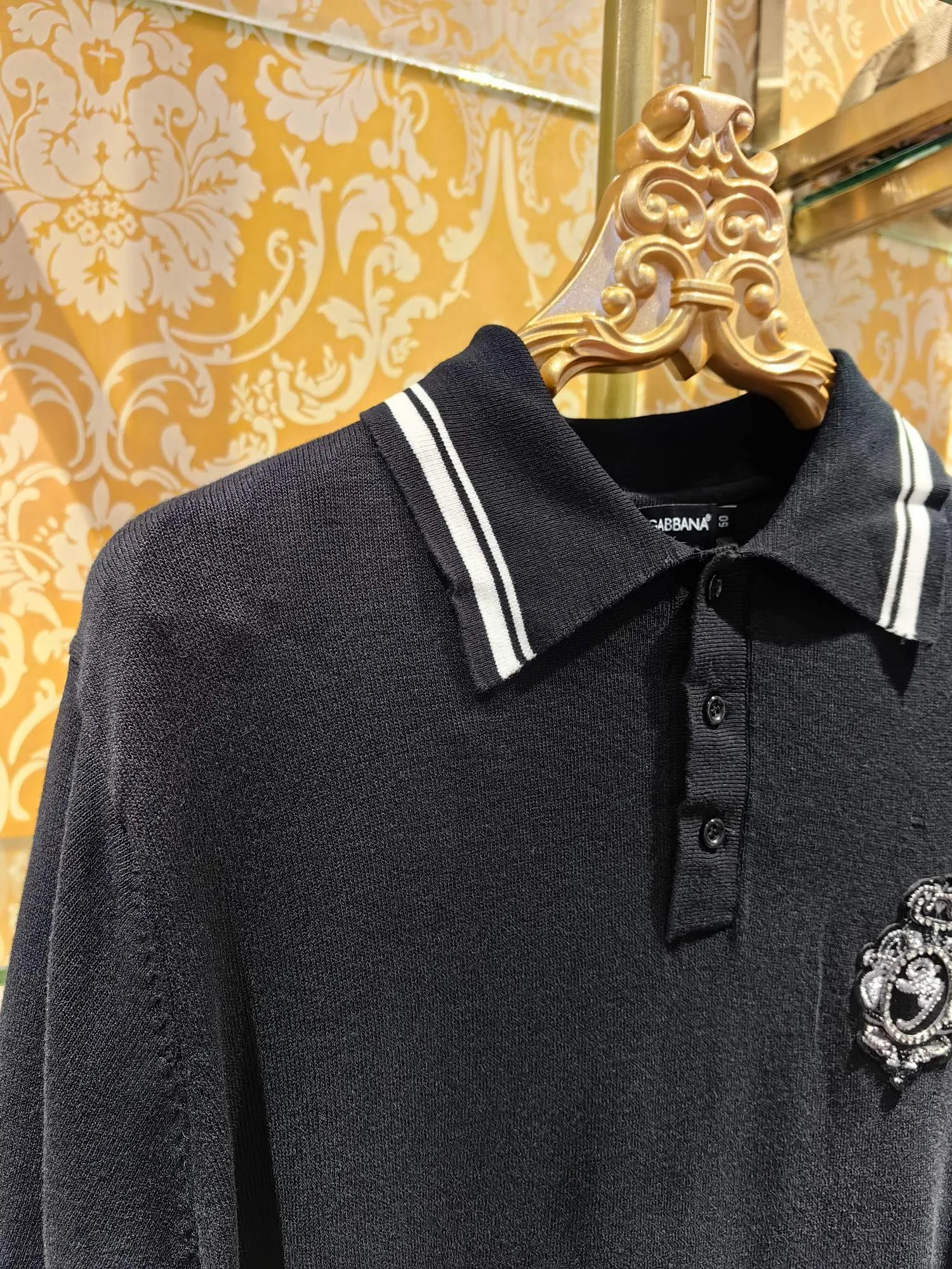 𝘿𝙊𝙇𝘾𝙀 & 𝙂𝘼𝘽𝘽𝘼𝙉𝘼 2025/ss New Arrival polo DG 14 Breathable Black Sizes 46 48 50 52